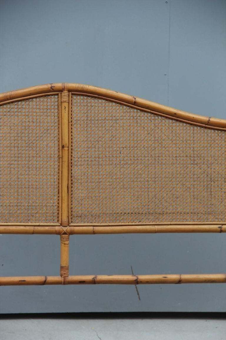 Midcentury Bed In Bamboo And Vienna Straw Italian Design 1950s photo for sale