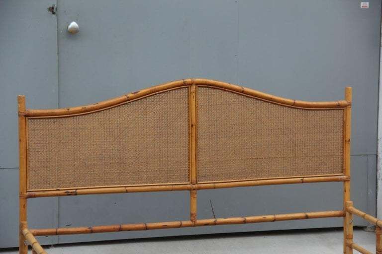 Furniture Midcentury Bed In Bamboo And Vienna Straw Italian Design 1950s photo