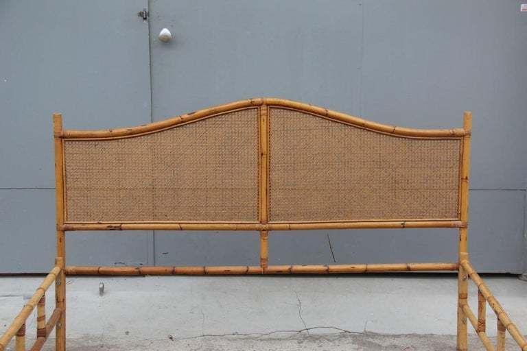 photo buy Midcentury Bed In Bamboo And Vienna Straw Italian Design 1950s