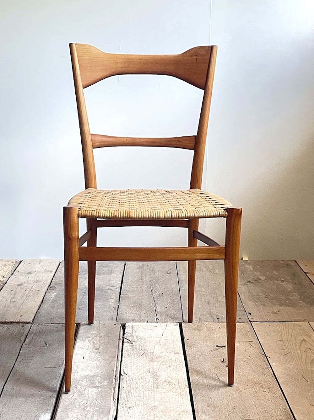 Stel Mid-Century Eetkamerstoelen Met Gevlochten Zitting Door G.B. Marangoni, Italië Jaren 1950 photo furniture