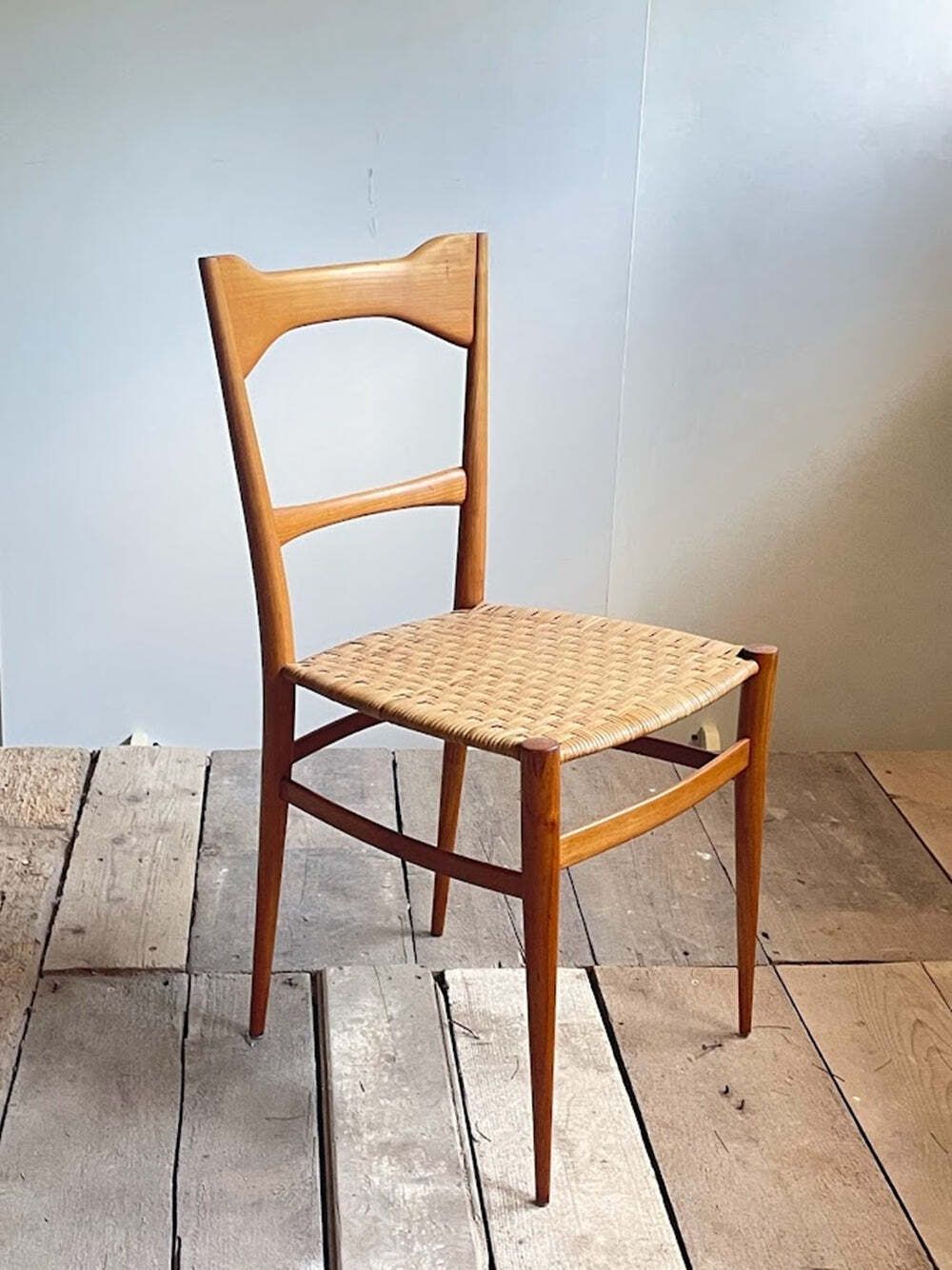 Stel Mid-Century Eetkamerstoelen Met Gevlochten Zitting Door G.B. Marangoni, Italië Jaren 1950 photo for sale