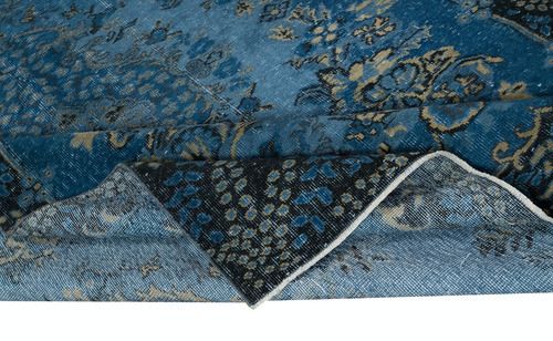 6.3x9.4 Ft Contemporary Medallion Design Area Rug In Blue, Handknotted In Turkey Tek1767 photo for sale