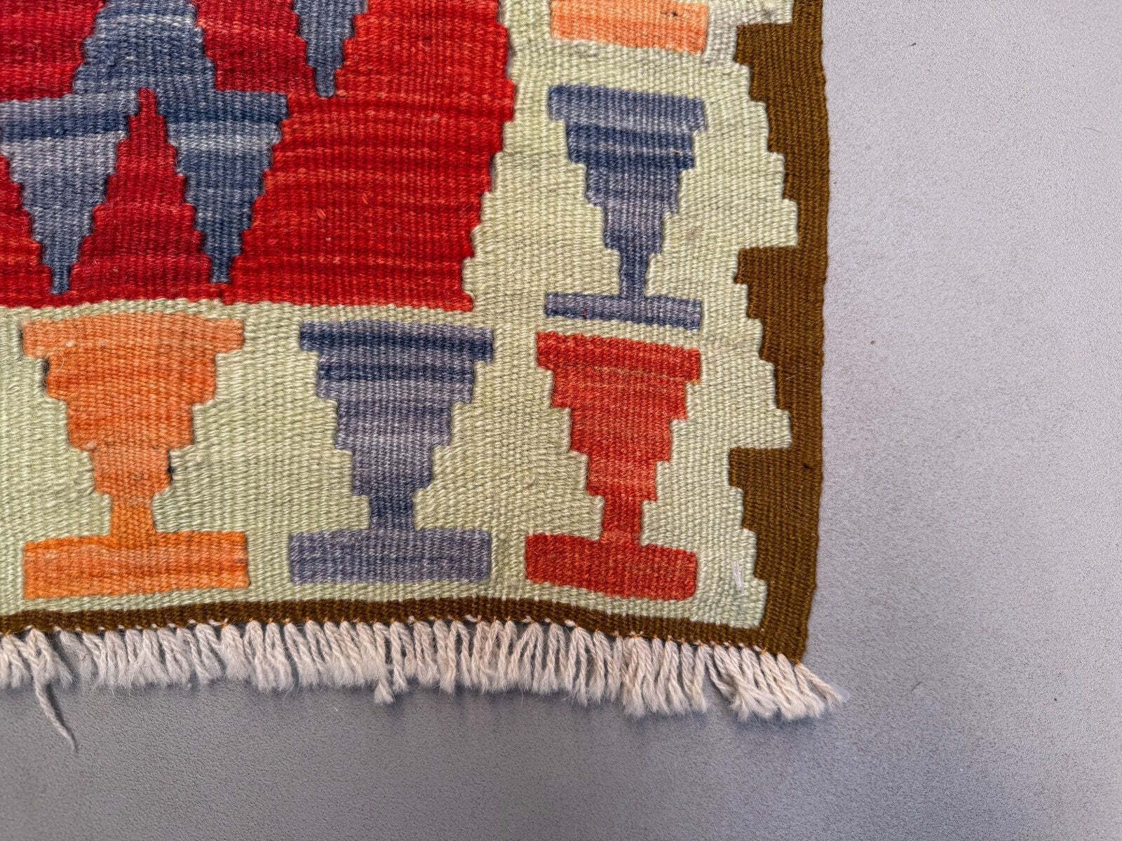 Vintage Turkse Mini Kilim 60x102 Cm Wol Klein Kelim Loper, Shabby Chic 2566 photo Textiel