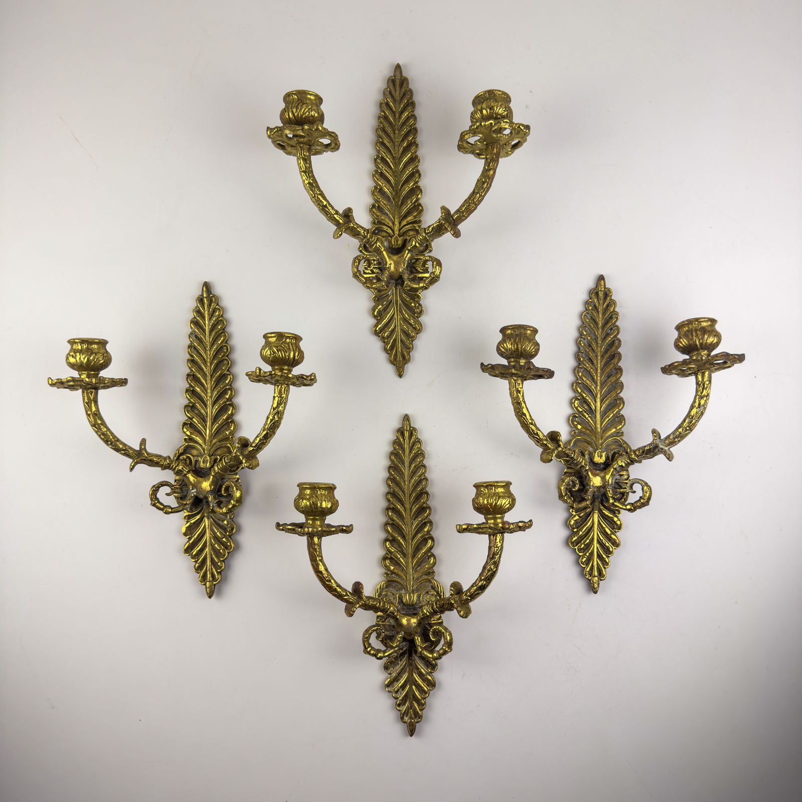 Antiek Empire bronzen wandkandelaar, Italië, eind 19e eeuw