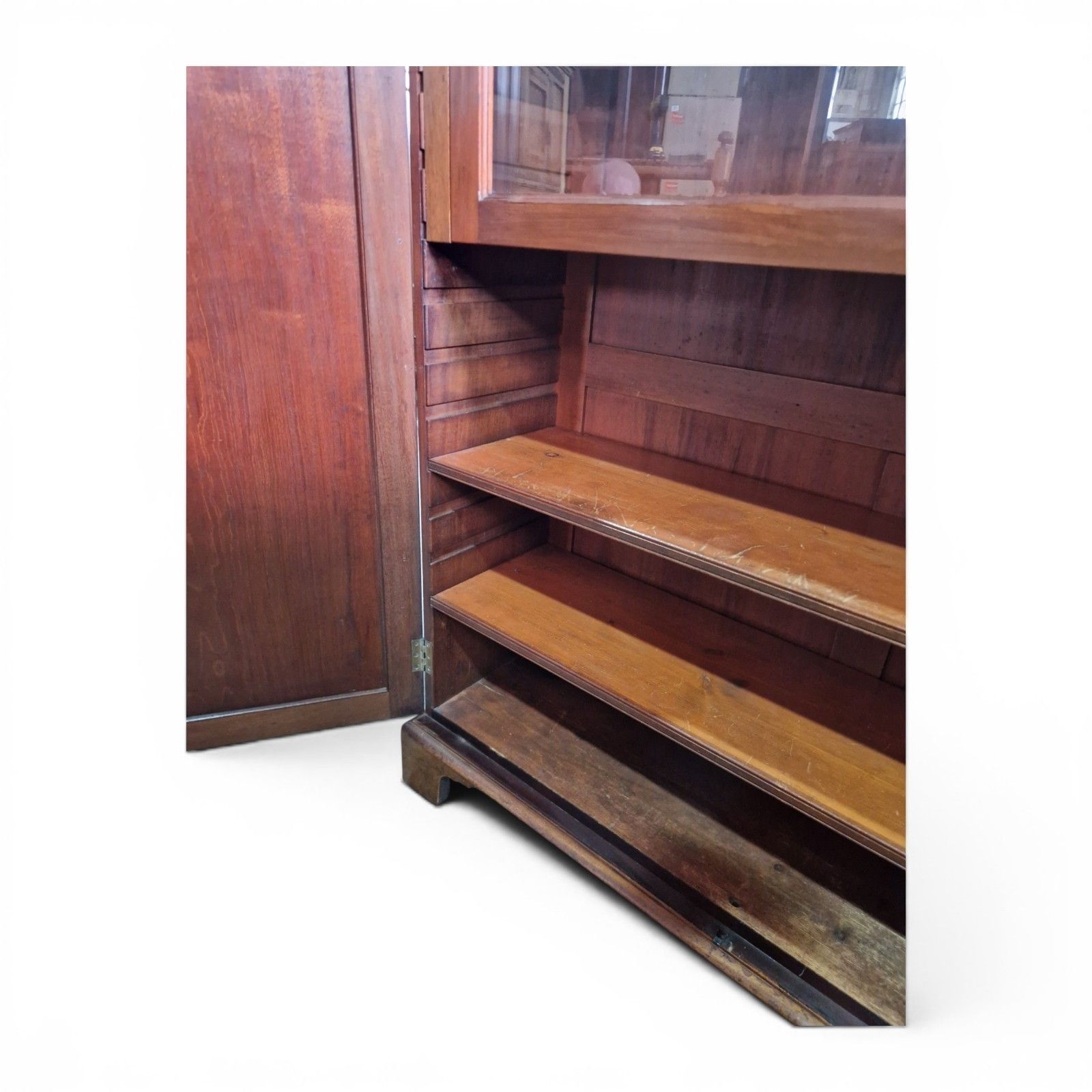 Furniture Antique Victorian Mahogany Bookcase Cabinet Cupboard Adjustable Shelves photo