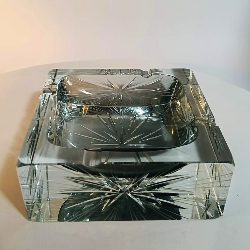 Grand cendrier carré rare en verre de Murano par Mandruzzato, années 1970. 14 cm / 5,51 pouces photo Décoration