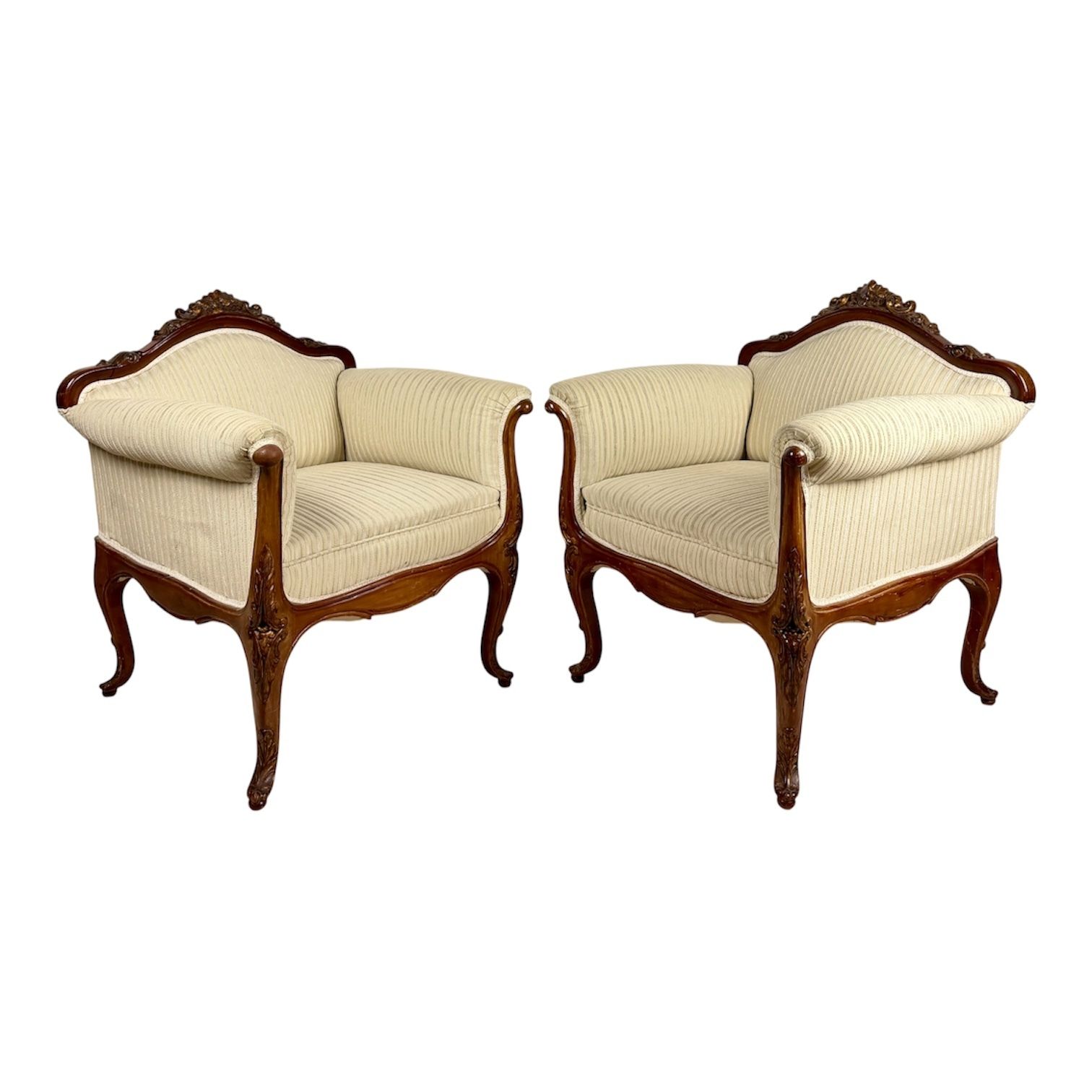 Pair Of French Louis XV Style Armchairs, 1960s