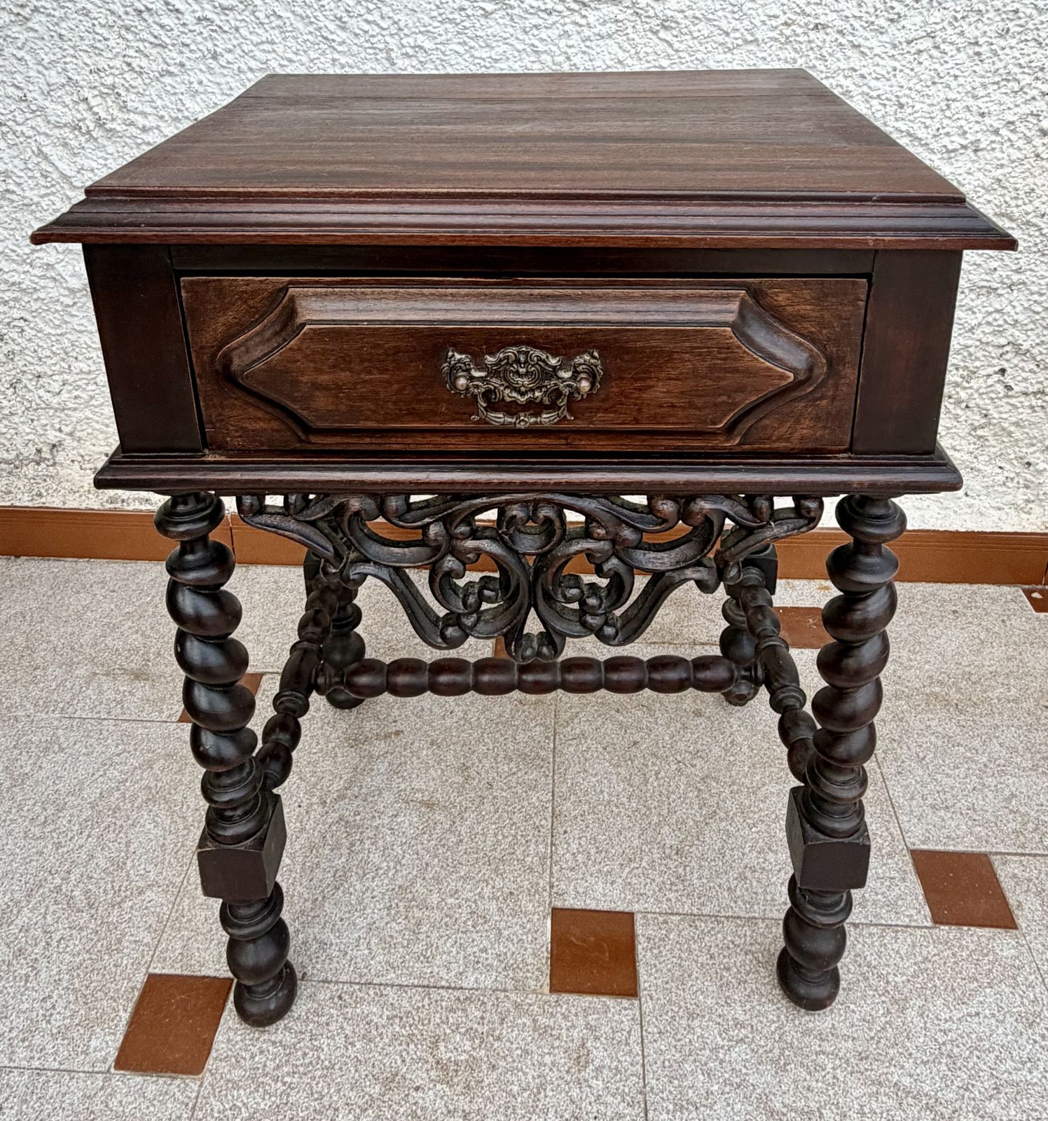 photo furniture Pair Of Portuguese Barley Twist Nightstands, 1940s