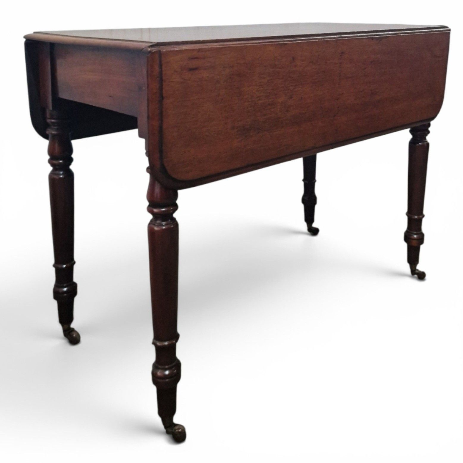 Antique Victorian Mahogany Pembroke Table Drop Leaf Dining Side Table Castors photo vinterior