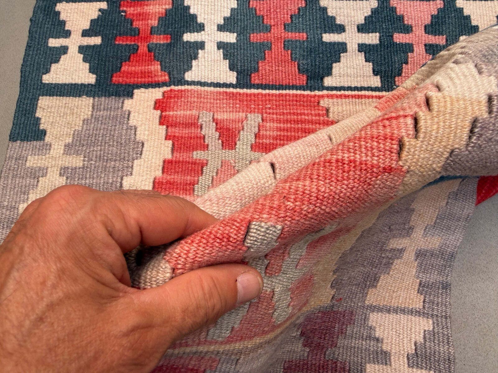 Vintage Turkse Mini Kilim 62x97 cm Wol Klein Kelim Loper, Shabby Chic 2565 photo vinterior
