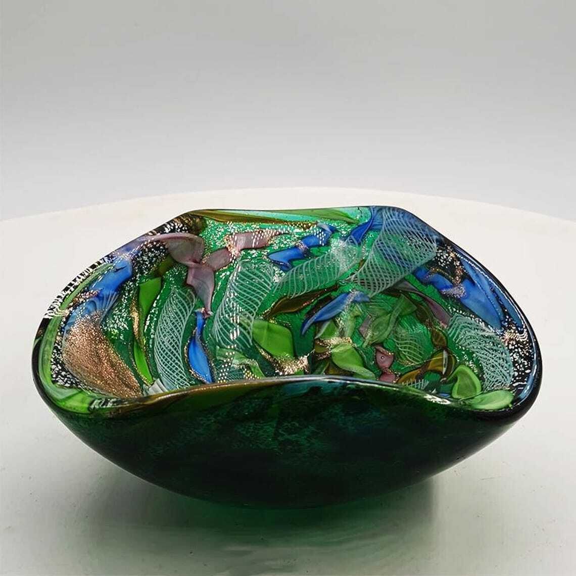 1950s Stunning Ashtray In Murano Glass By Dino Martens   Tutti Frutti. Made In Italy. 13cm. / 5.11 Inches photo vintage