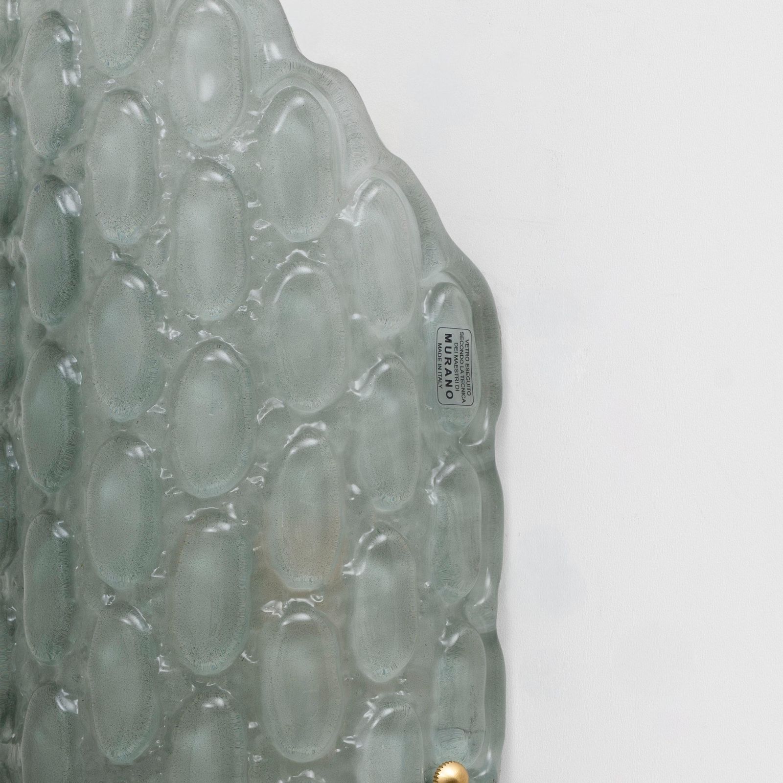 Pair Of Aqua Green Murano Glass Wall Sconces With Textured Relief photo buy