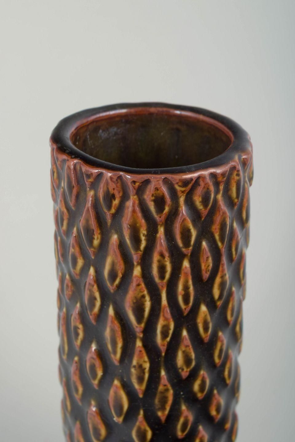 Vase cylindrique en grès Axel Salto pour Royal Copenhagen, style bourgeonnant. photo for sale
