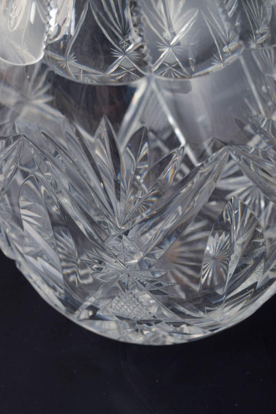 Pichet en cristal transparent à motifs taillés d'étoiles et de feuilles, années 1930/40 photo Décoration
