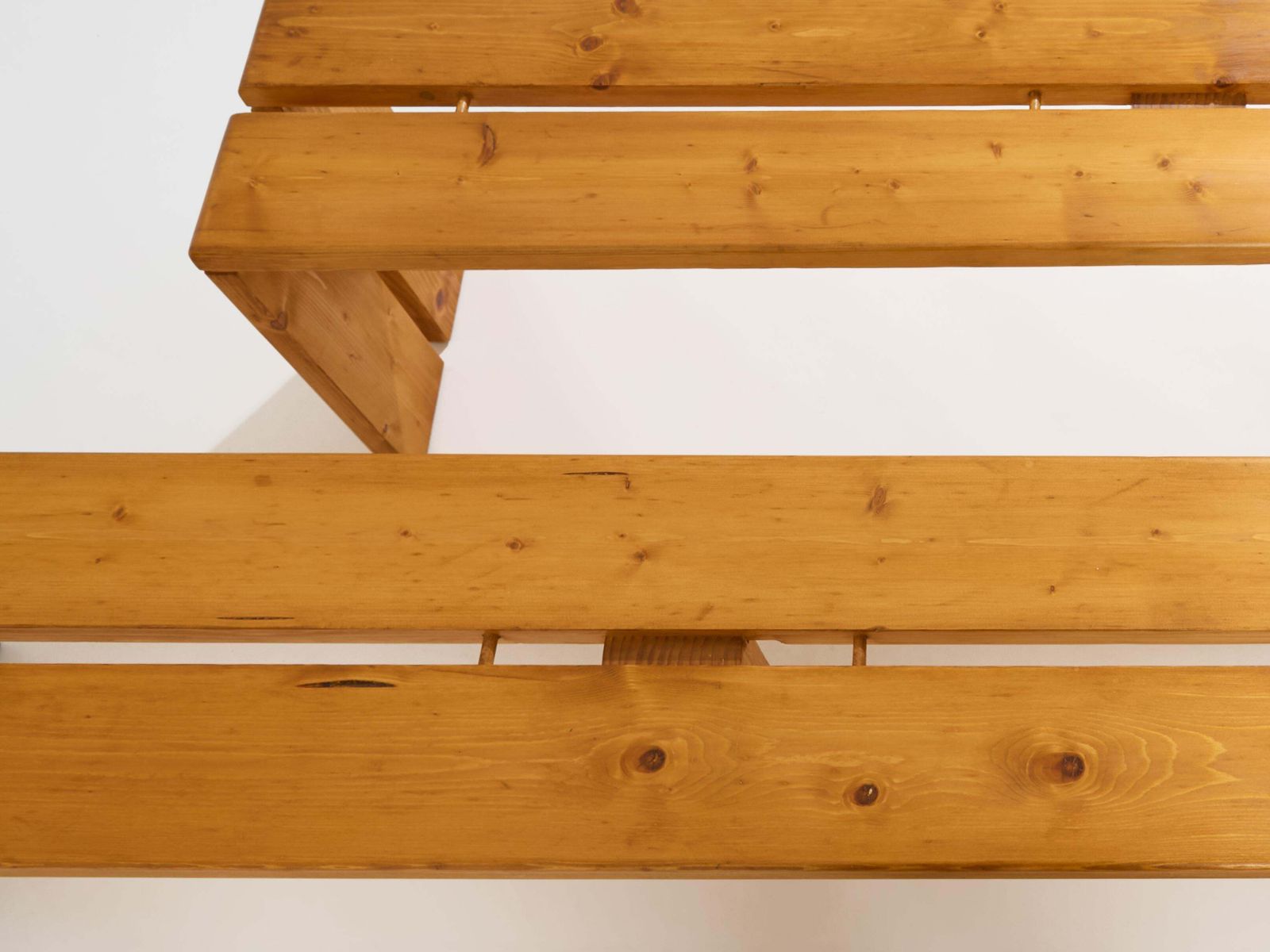 Charlotte Perriand Pine Benches Les Arcs 1970s photo vintage