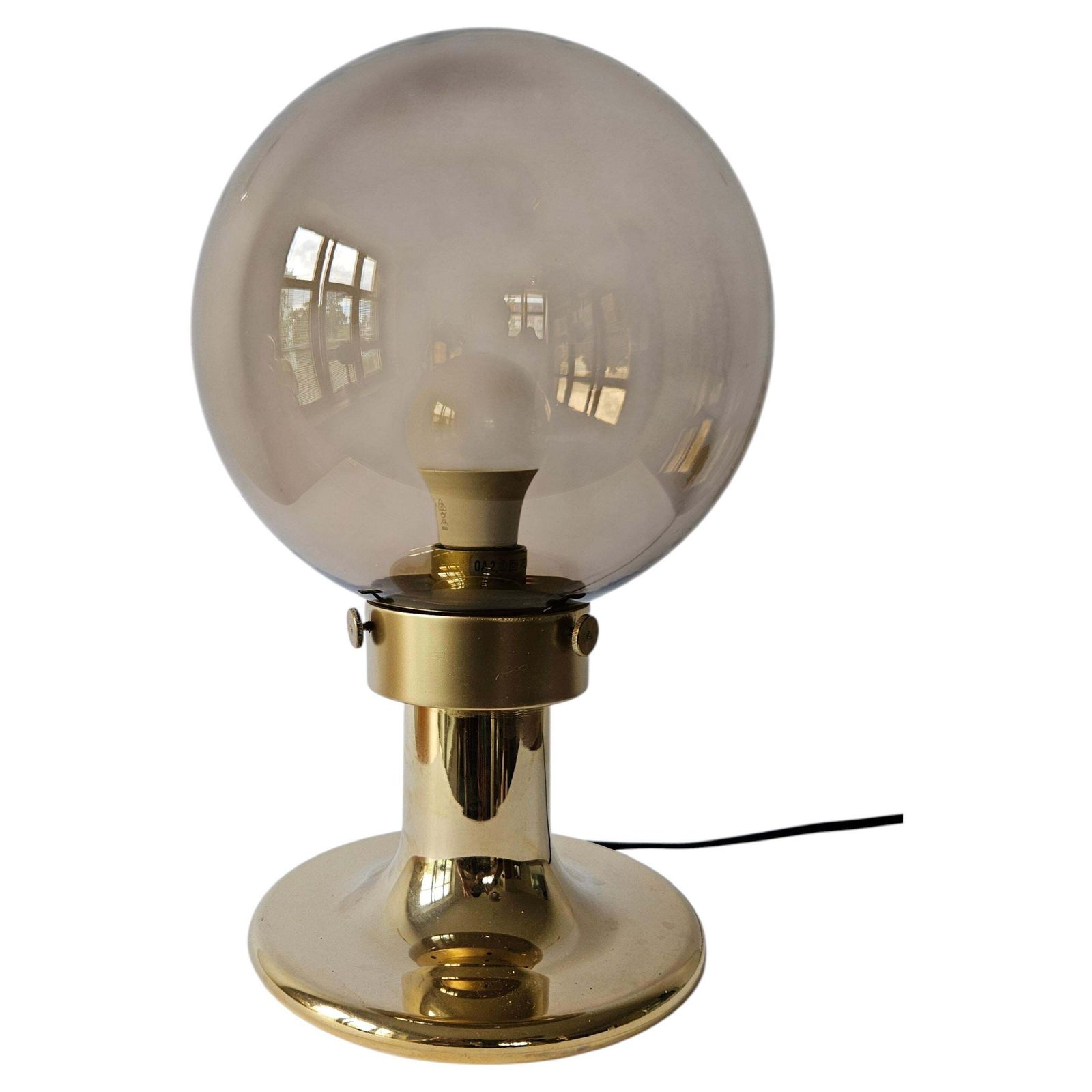 Rare grande lampe de table en laiton mid-century, Suisse, années 1970
