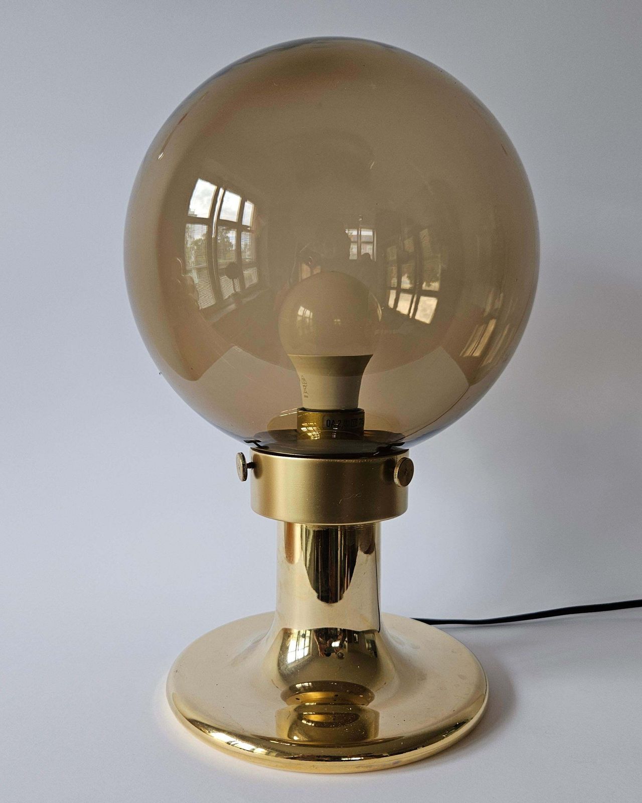 Rare grande lampe de table en laiton mid-century, Suisse, années 1970 photo 471.0