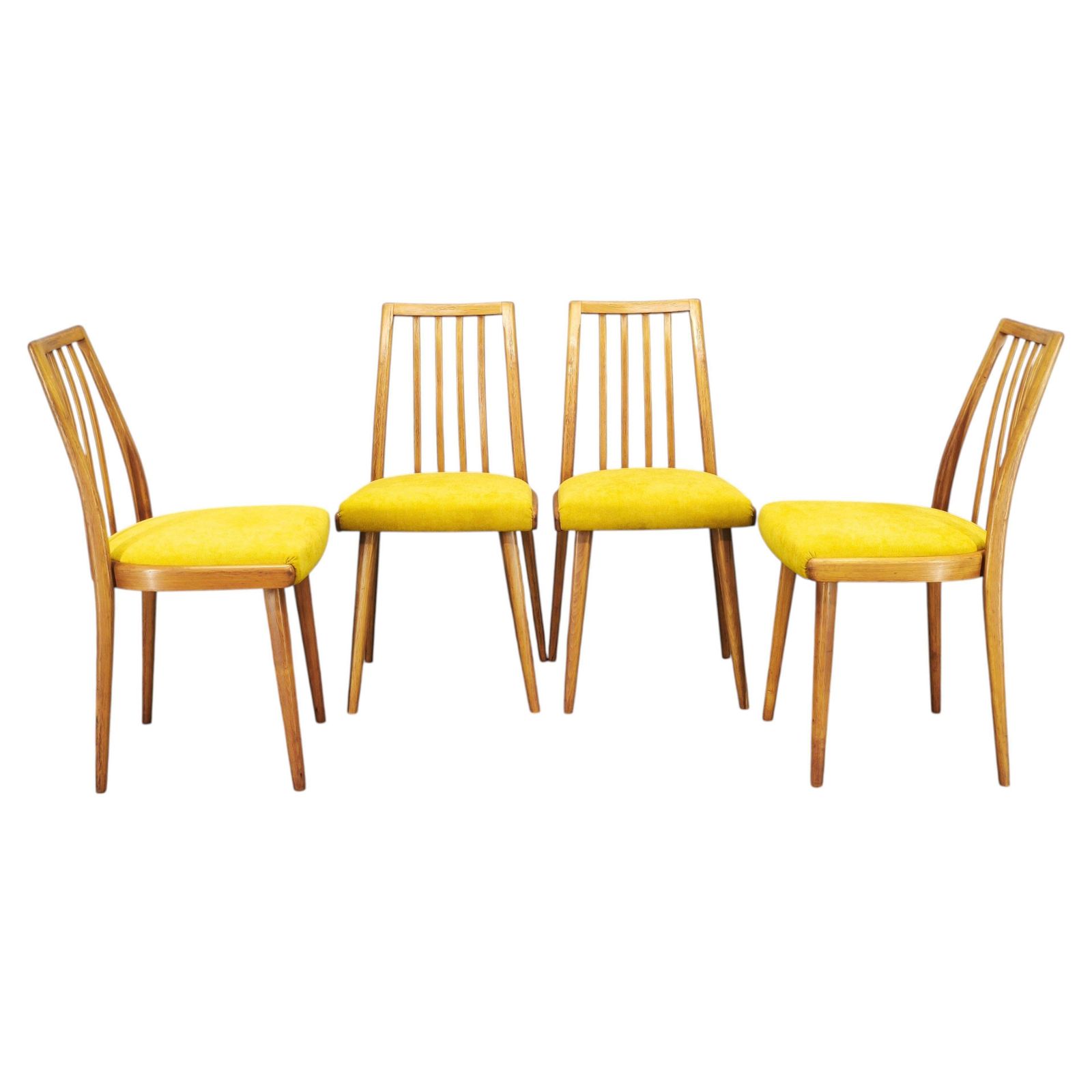 Set Of 4 Mid Century Ton Beech Dining Chairs, Czechoslovakia, 1970s
