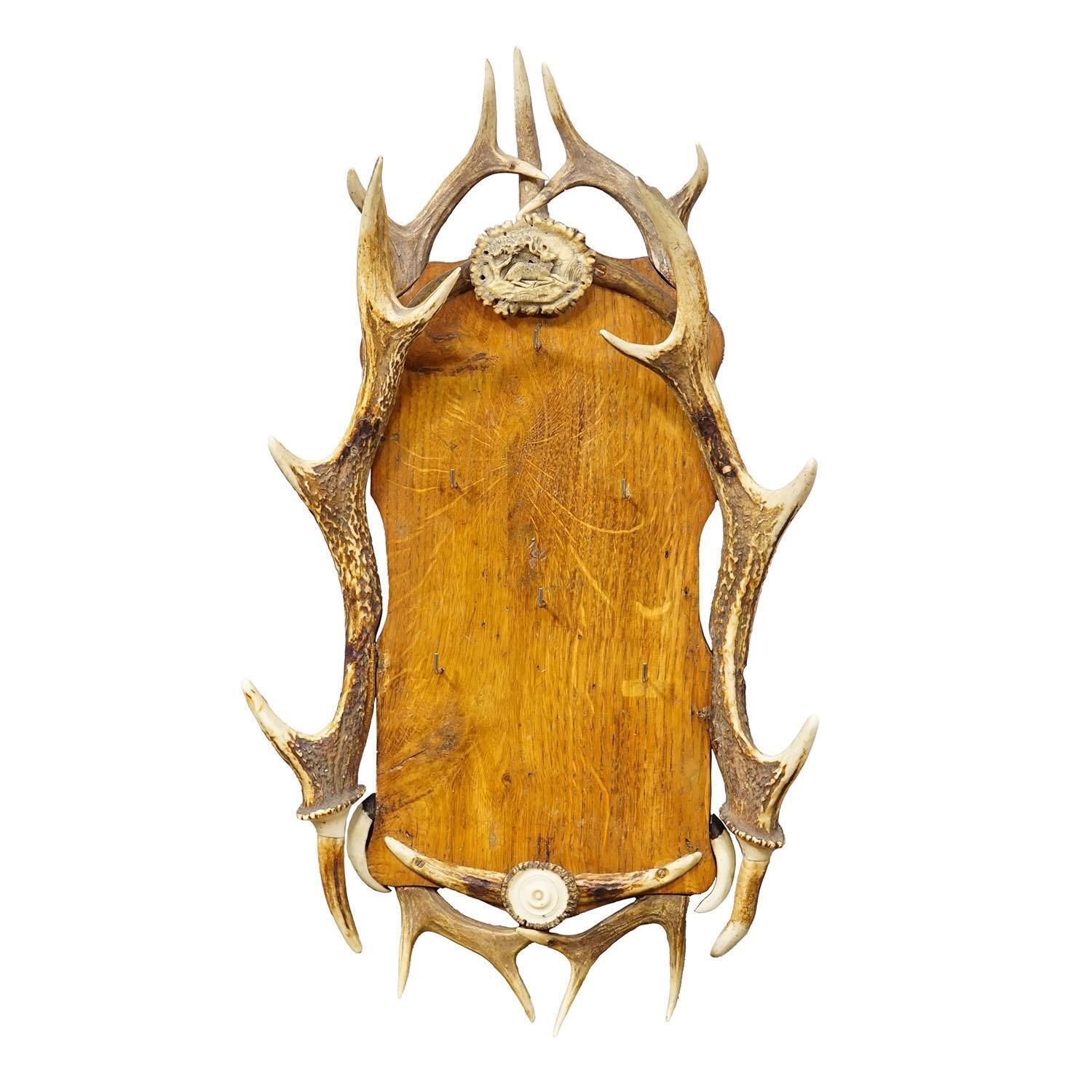 Antique Black Forest Antler Key Rack, Germany Ca. 1930s photo furniture