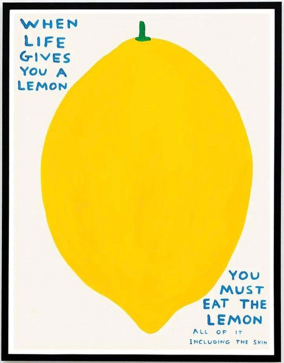 When Life Gives You A Lemon, You Must Eat The Lemon, ingelijst in baklijst