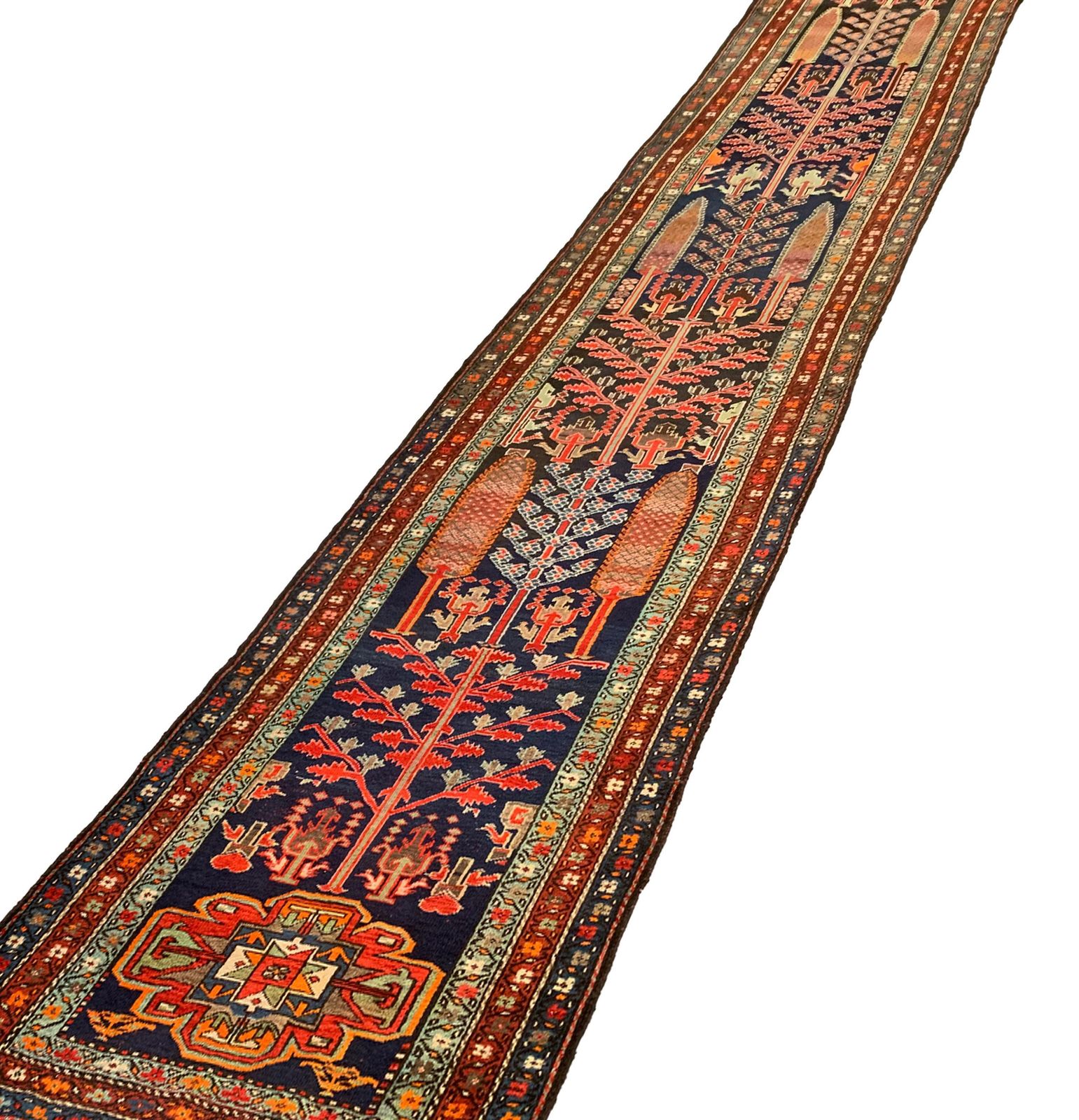 Tapis de couloir d'époque, fait main, laine tribale orientale traditionnelle photo for sale
