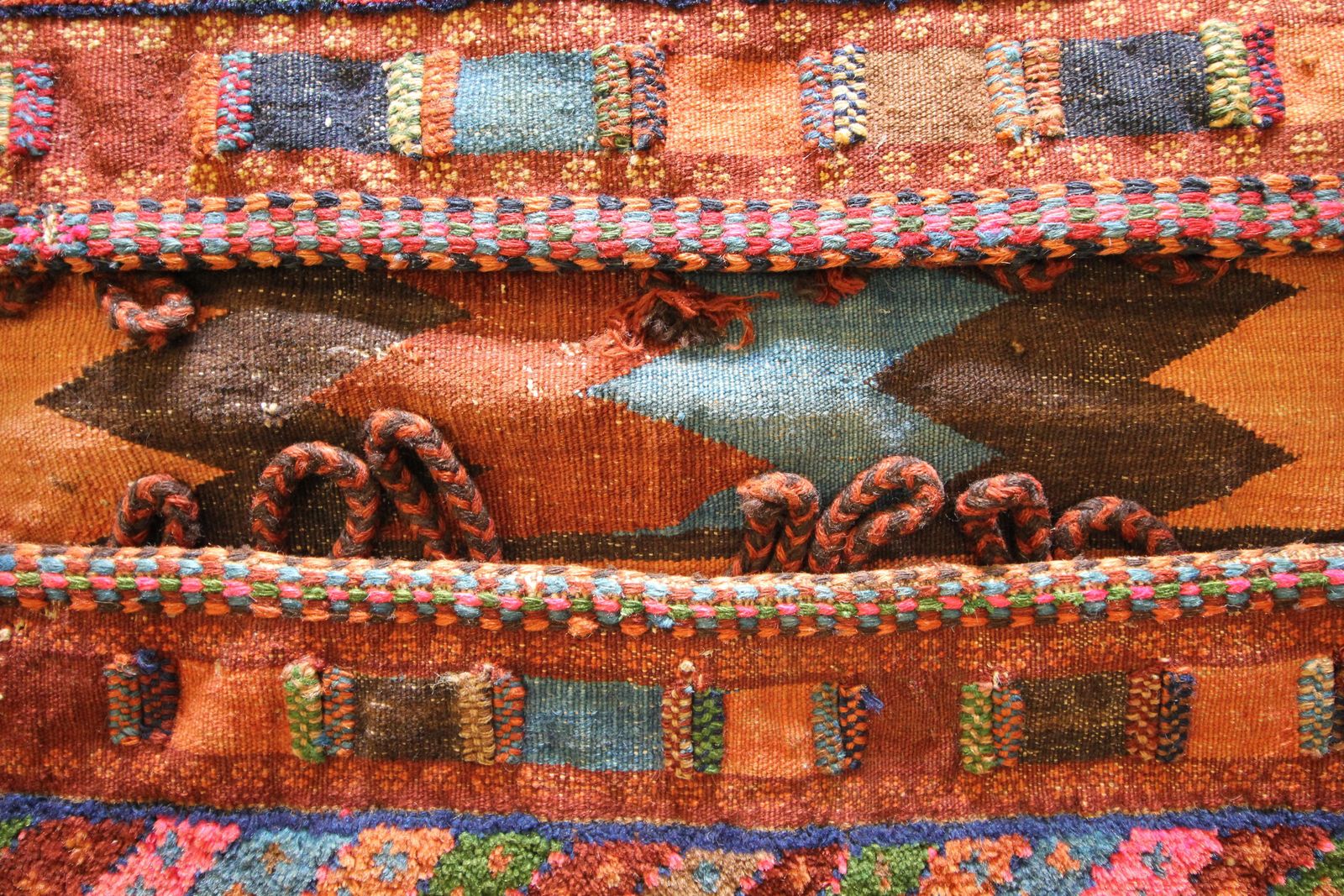 Sacoche de selle Khorjin, textile tribal tissé à la main, laine d'époque, oriental photo 856.0