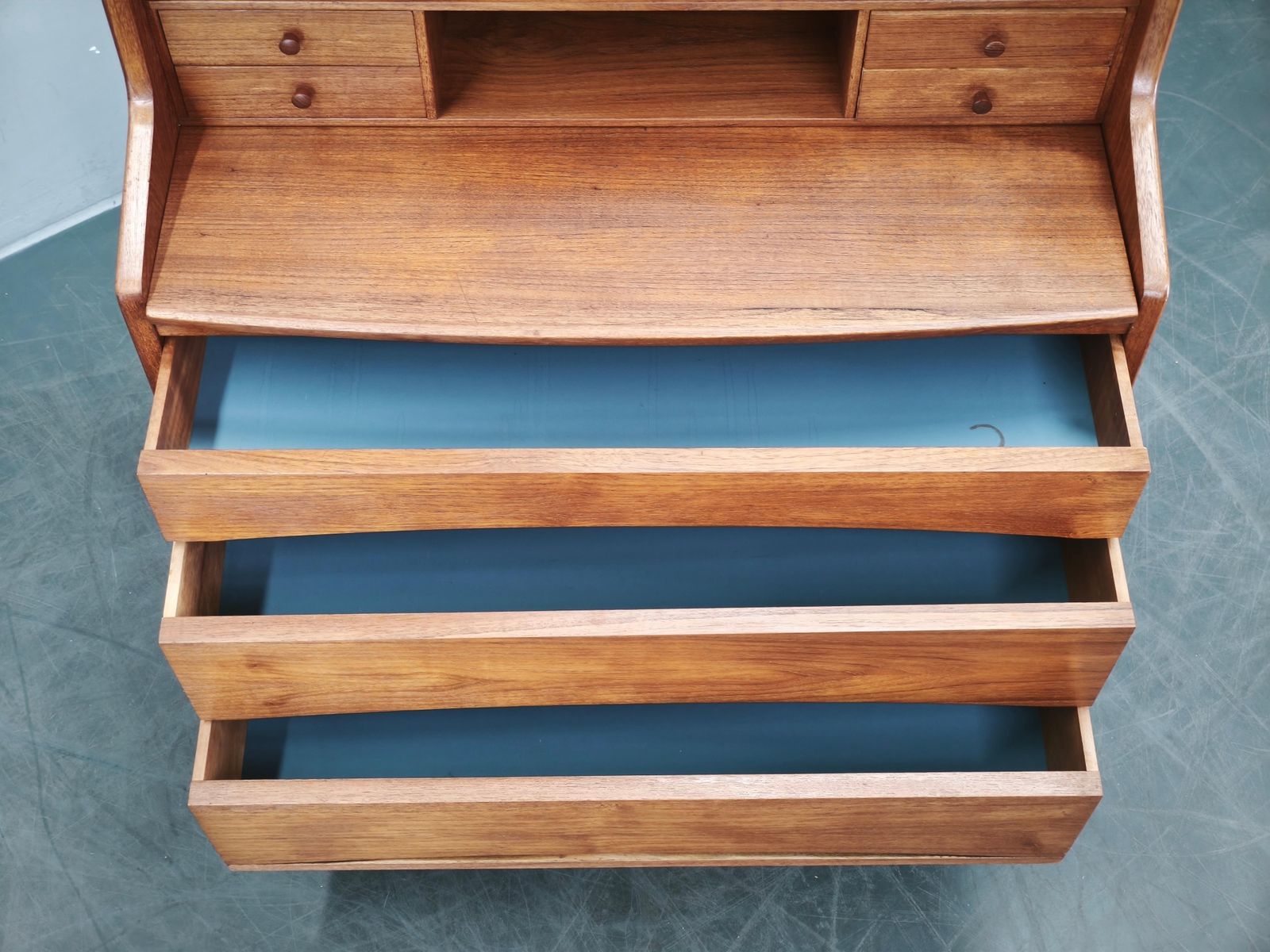 Meubels Deens Modern Teakhouten Secretaire met Lades, jaren 1960 photo