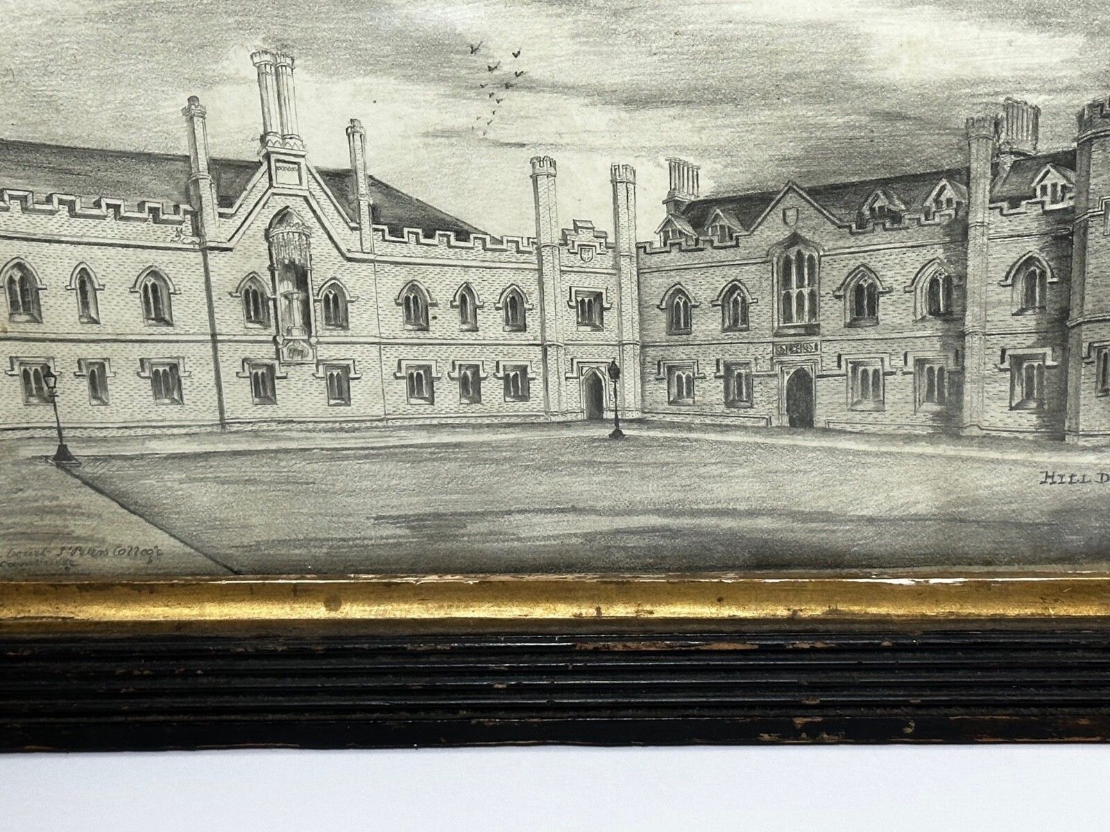 Tekening Gisborne Court Peterhouse Cambridge in de stijl van Joseph Michael Gandy photo for sale