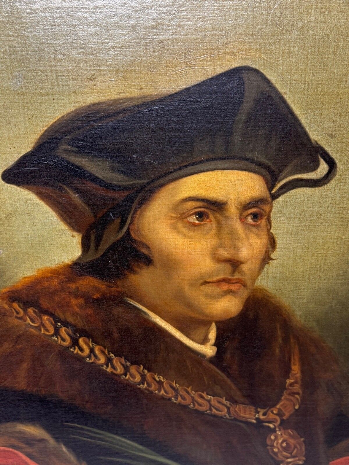 photo vinterior Oil Painting Sir Thomas More Chancellor Duchy Of Lancaster After Hans Holbein