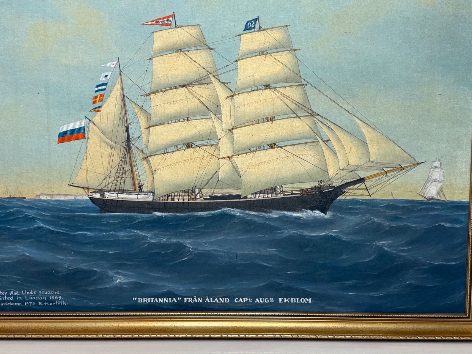 Baltic Barque Ship Britannia Of Åland Under Full Sail - Capt. August Ekblom photo Kunst