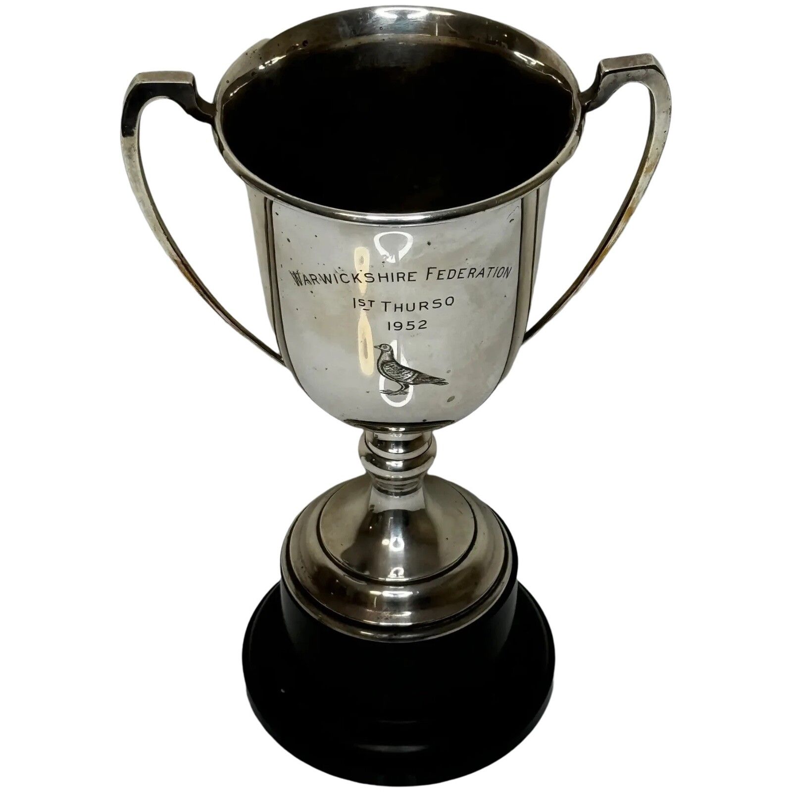 Britse Hallmarked Silver Plate Ronde Sportduif Wedvlucht Trofee Winnaarsbeker