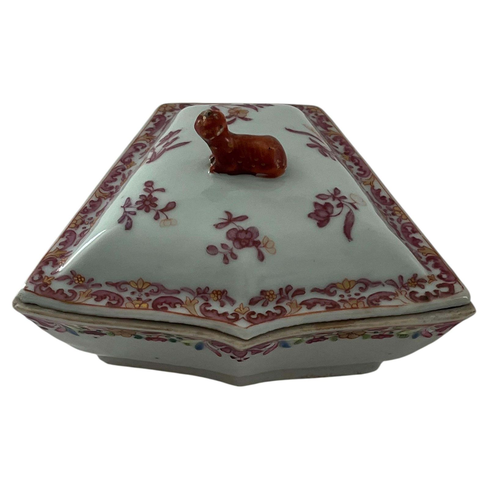 Chinese dekselbox, porselein Famille Rose, handgeschilderd, Qianlong ca. 1760