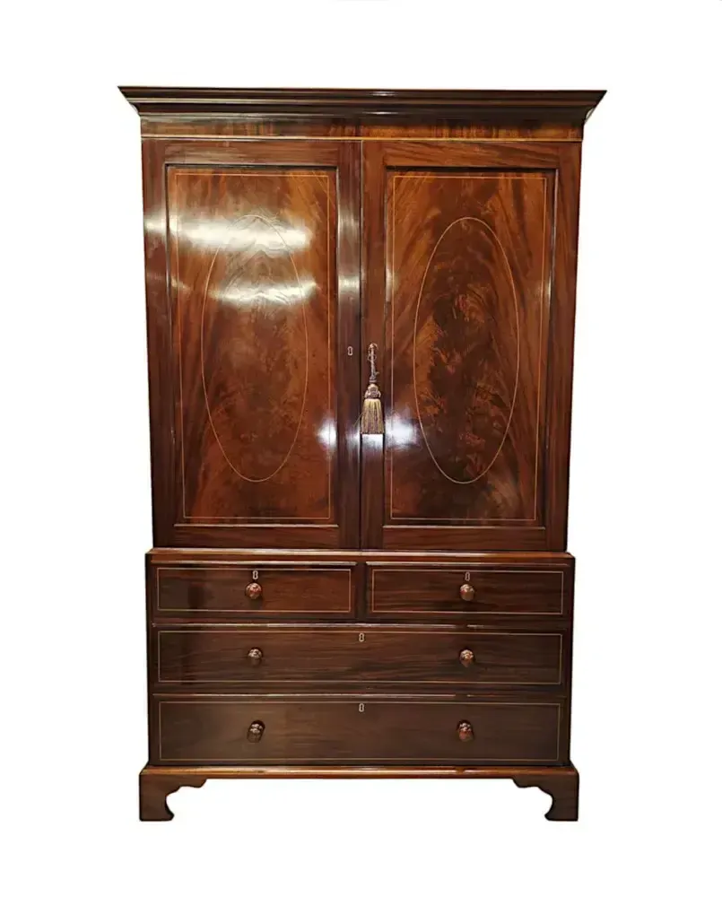 A Very Fine Early 19th Century Inlaid Linen Press