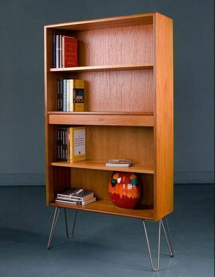Vintage Mid Century G Plan Fresco Teak Bookcase 1970s – Hairpin Legs Or Tapered Teak Feet