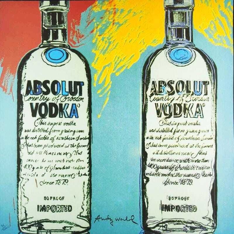 1980s Big Andy Warhol "Absolut Wodka" Limited Edition Lithograph Numbered In Pencil By Cmoa.   °°°°Ddp Shipping  To The Uk, With Duties Prepaid. photo furniture
