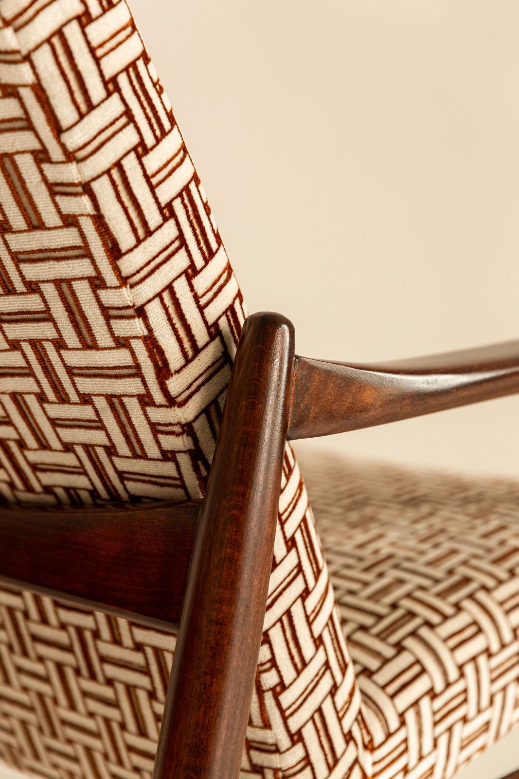 photo furniture Two Mid Century Armchairs By E. Homa, Jacquard Velvet By Camengo, Europe, 1960s