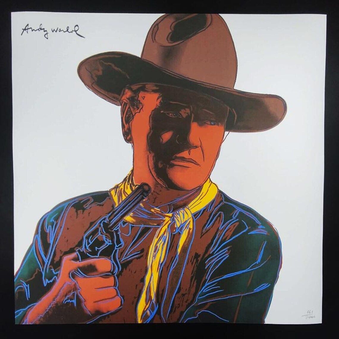 1980s Big Andy Warhol "John Wayne" Limited Edition Lithograph Numbered In Pencil By Cmoa. 60cm / 23.62 Inches
