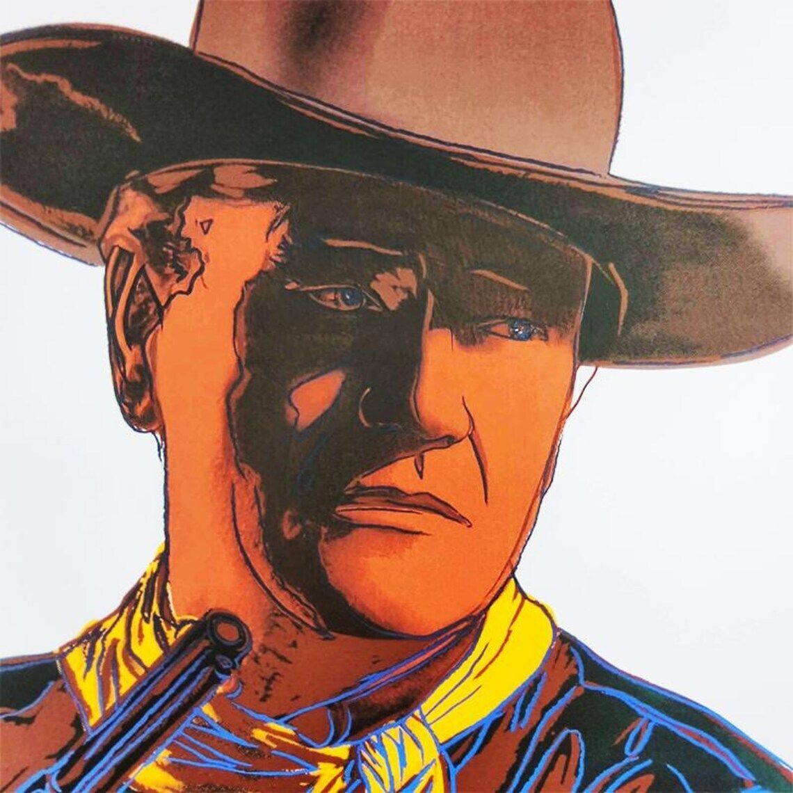 1980s Big Andy Warhol "John Wayne" Limited Edition Lithograph Numbered In Pencil By Cmoa. 60cm / 23.62 Inches photo for sale
