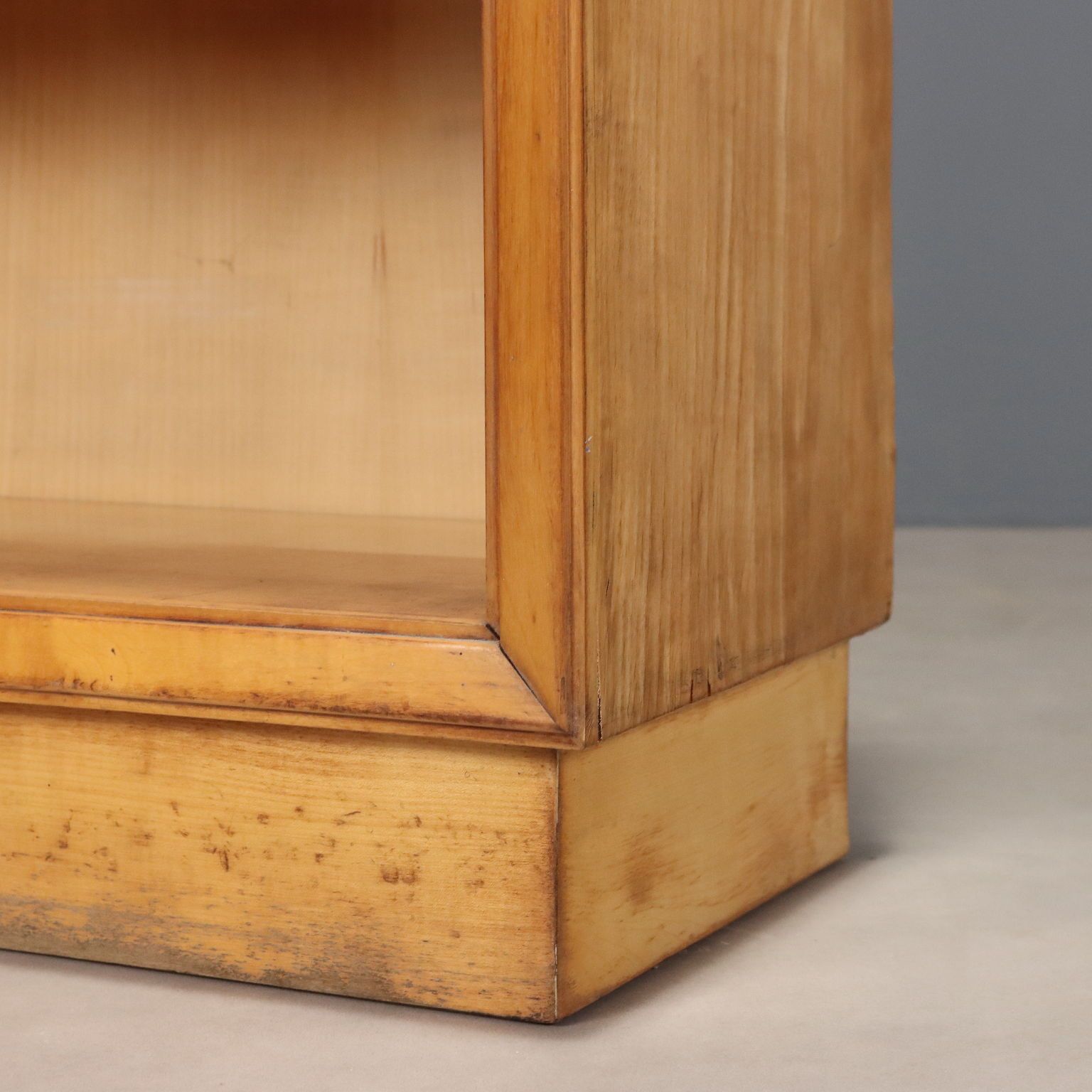Vintage Small Bookcase Poplar Veneer Glass Design 1950s photo 470.0