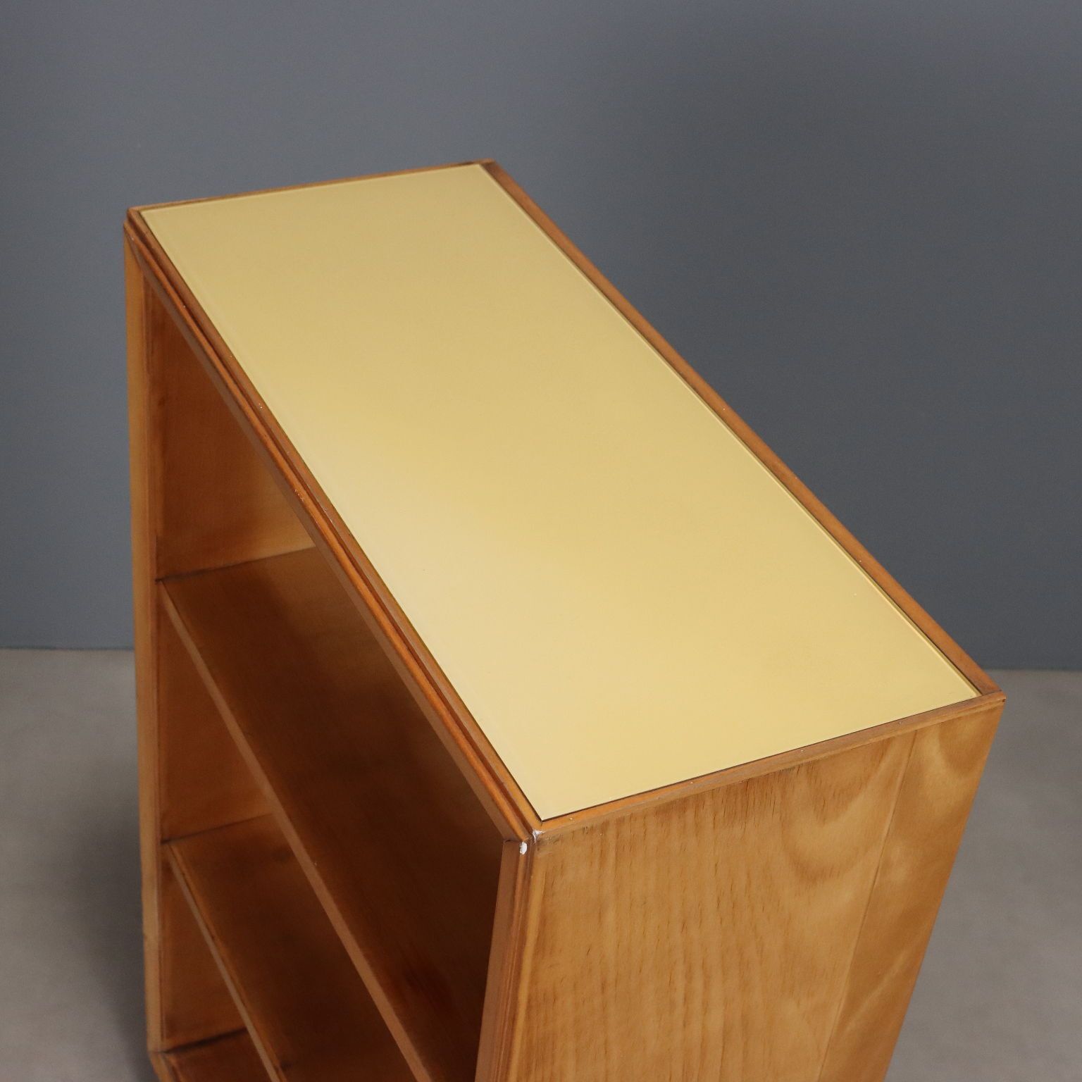 Vintage Small Bookcase Poplar Veneer Glass Design 1950s photo buy