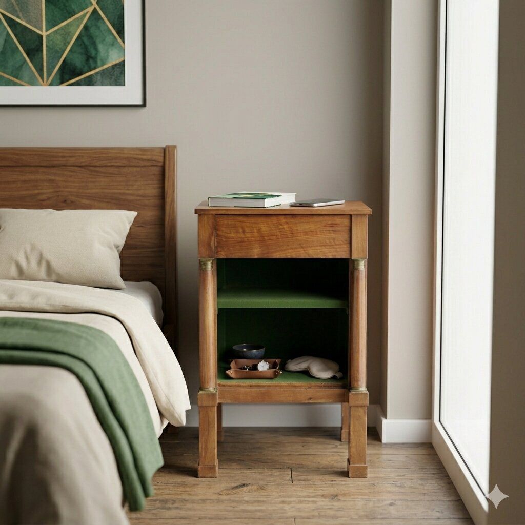 Antiek nachtkastje populier walnootfineer 19e eeuw photo furniture