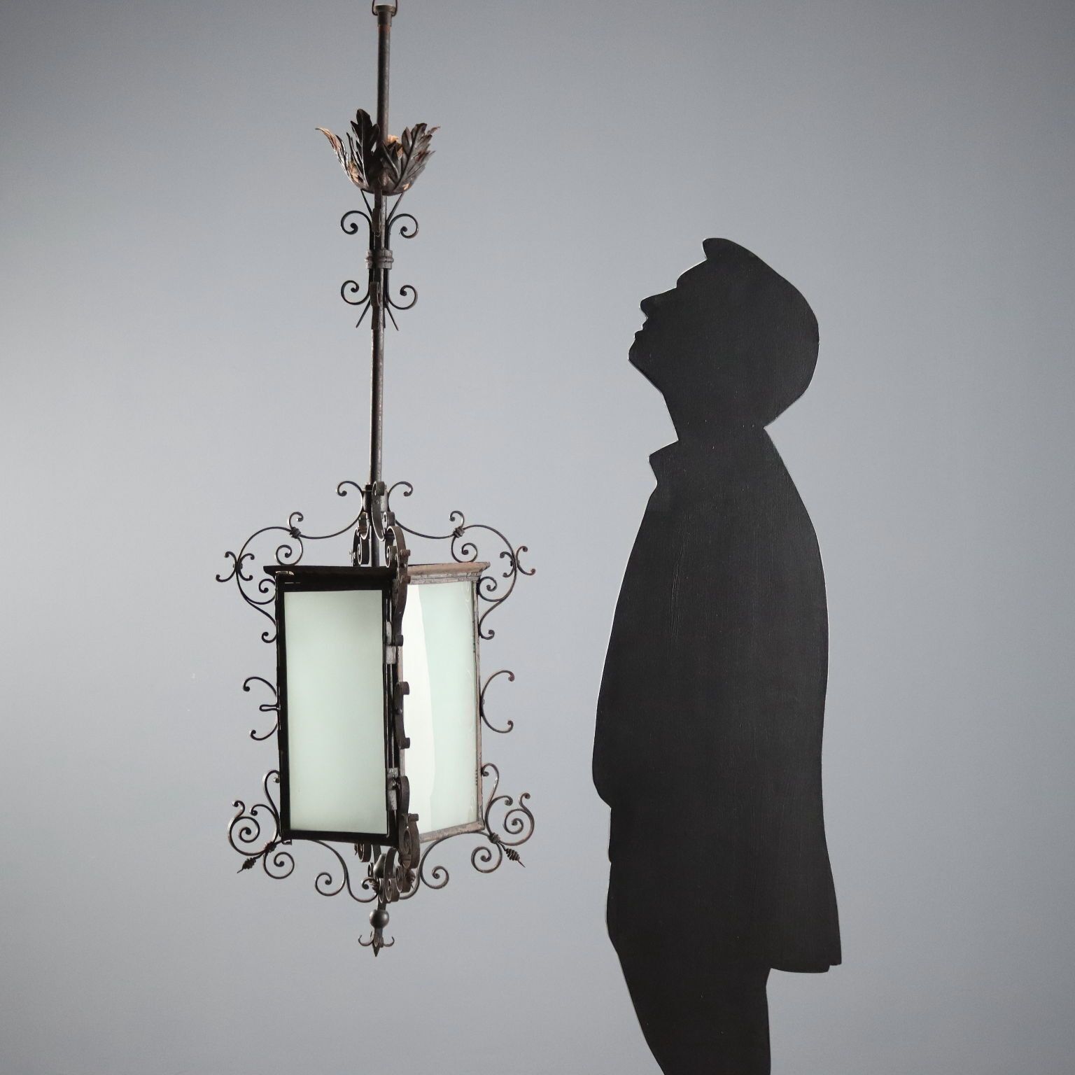 Antieke Kroonluchter Smeedijzer Glas Italië 19e Eeuw photo furniture