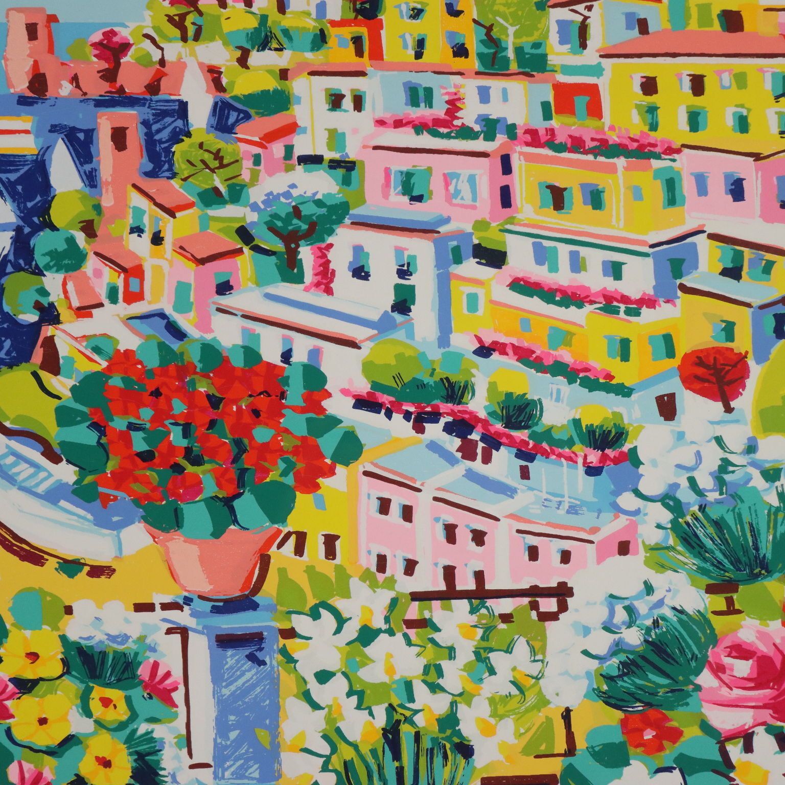 Sérigraphie sur toile par Athos Faccincani   Printemps sur la côte amalfitaine photo Art