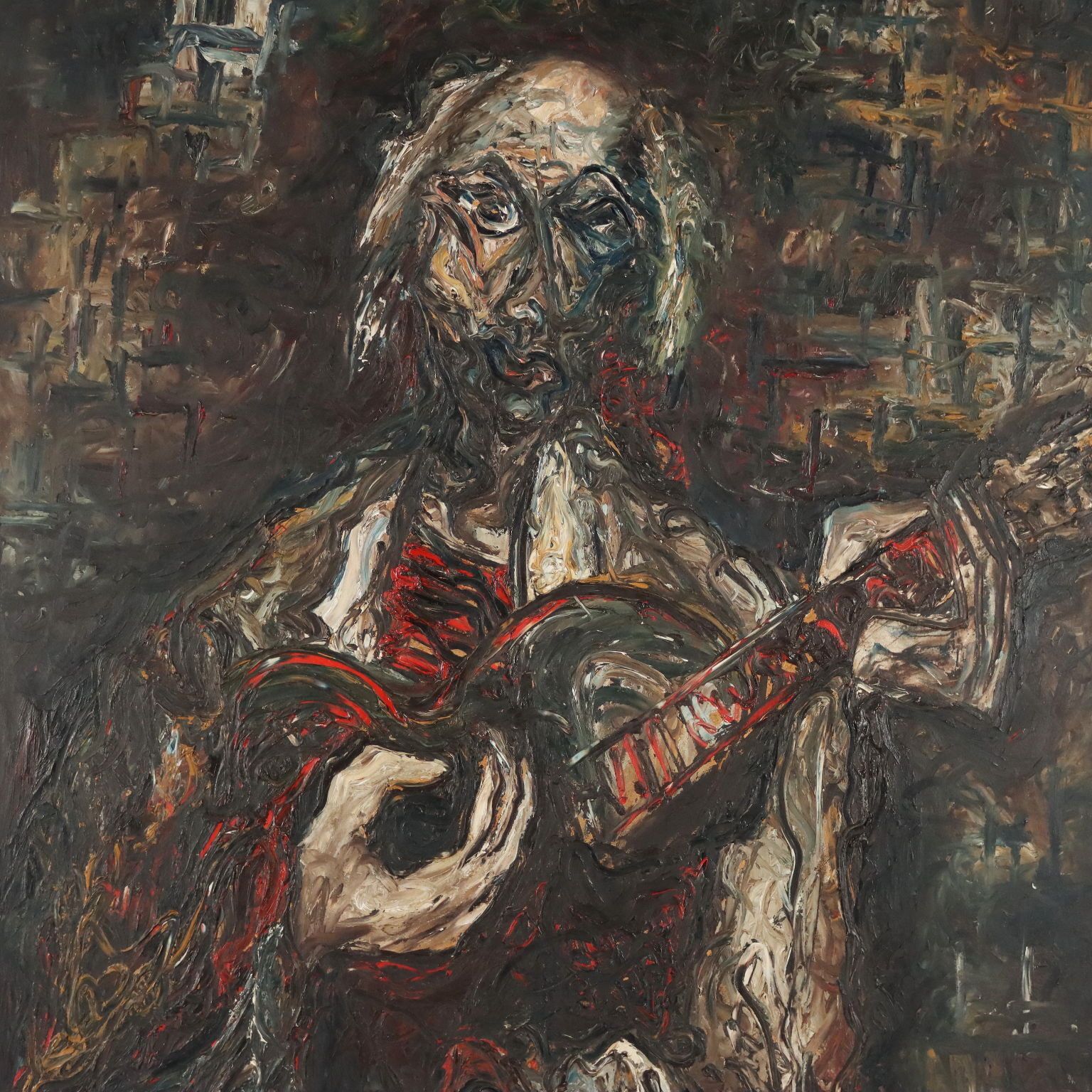 Peinture contemporaine signée Antonio Manzoni, technique mixte, '900 photo for sale