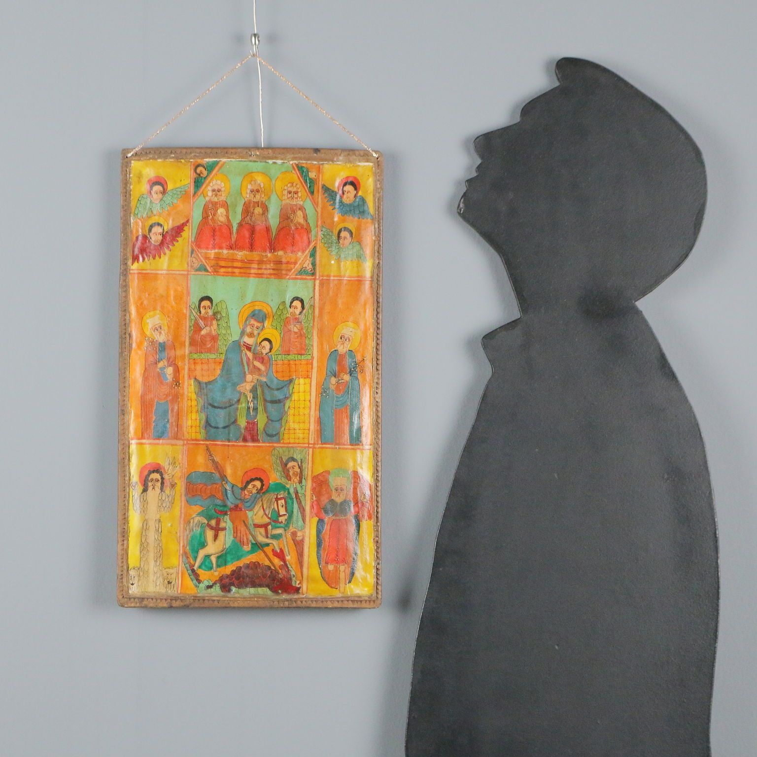 Icône d'époque éthiopienne et copte orthodoxe, tempera sur bois, XIXe siècle photo furniture