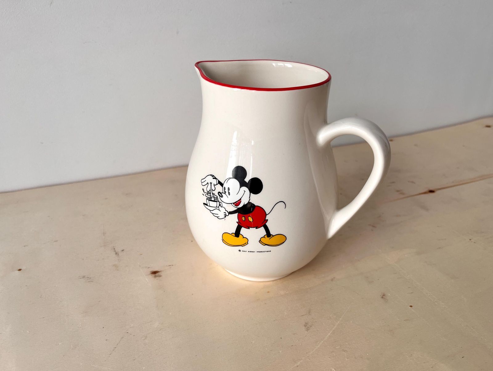 Vintage Mickey Minnie's Italiaanse aardewerken kan van Pagnossin, jaren 1980, Walt Disney Italiaanse karaf