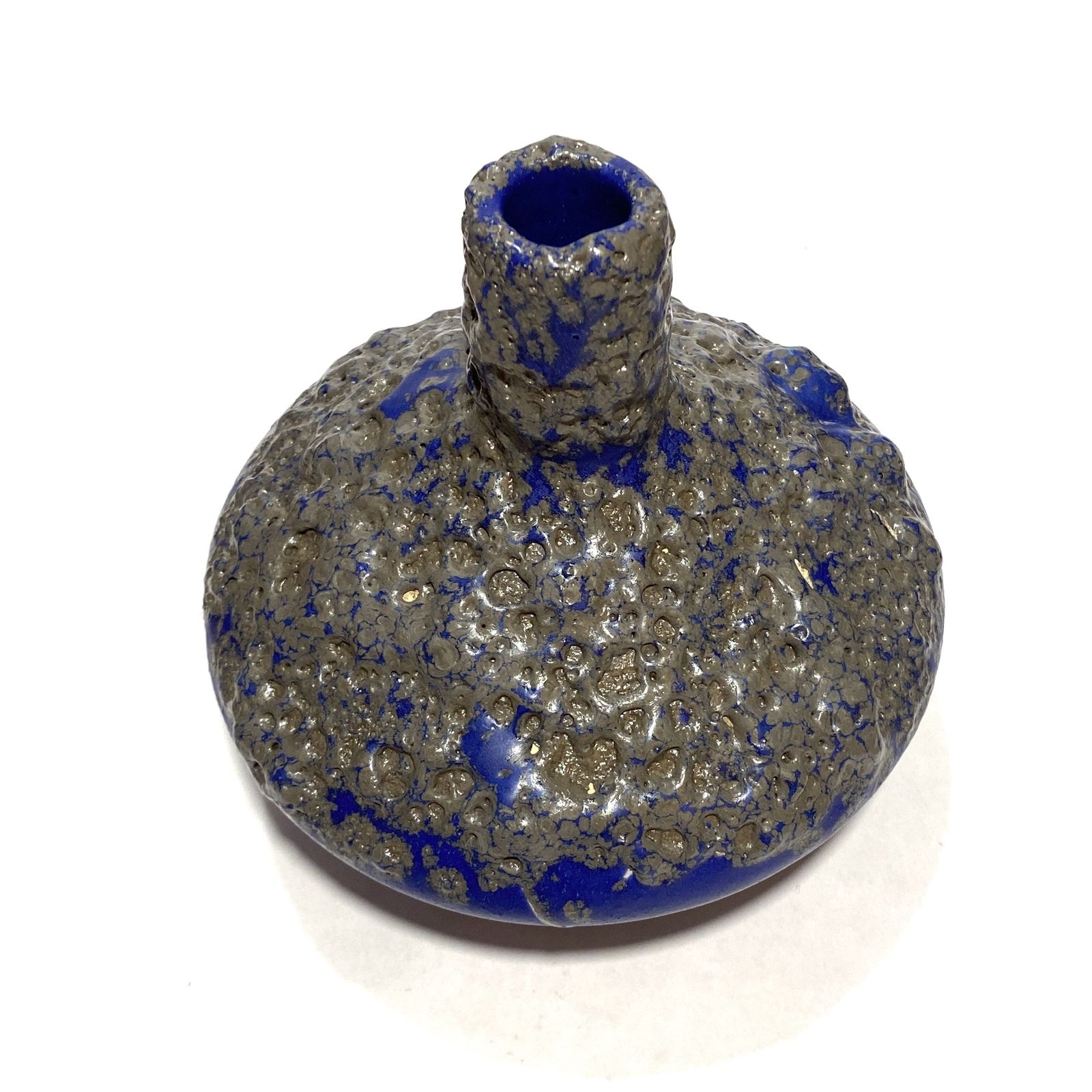 Otto Keramik 206 vaas in blauw fat lava (17,5 cm diameter), West-Duits art pottery glazuur photo vinterior