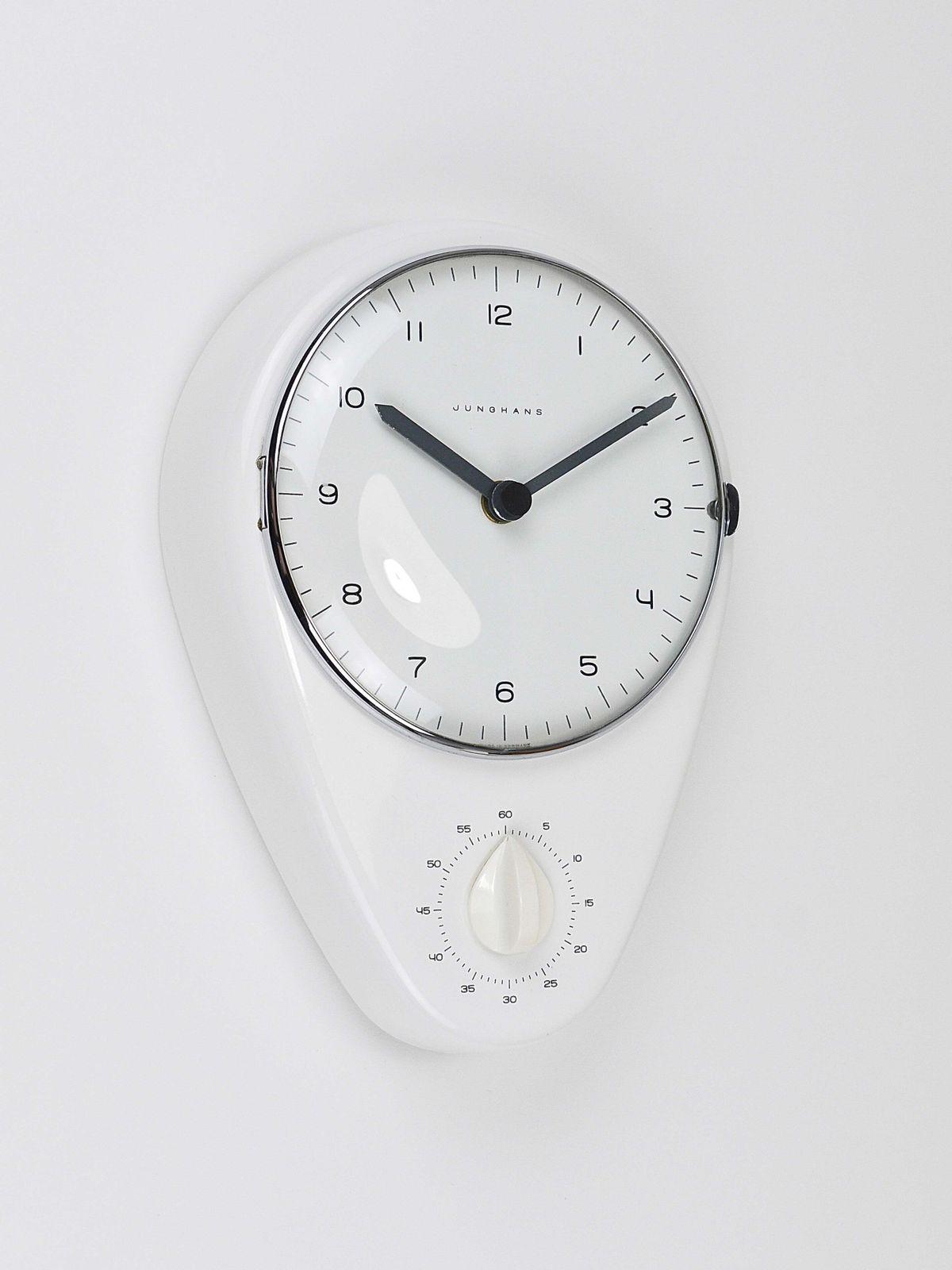 Max Bill Witte Wandklok & Timer Mid-Century Modern, Junghans Duitsland, jaren 1950 photo 1806.0