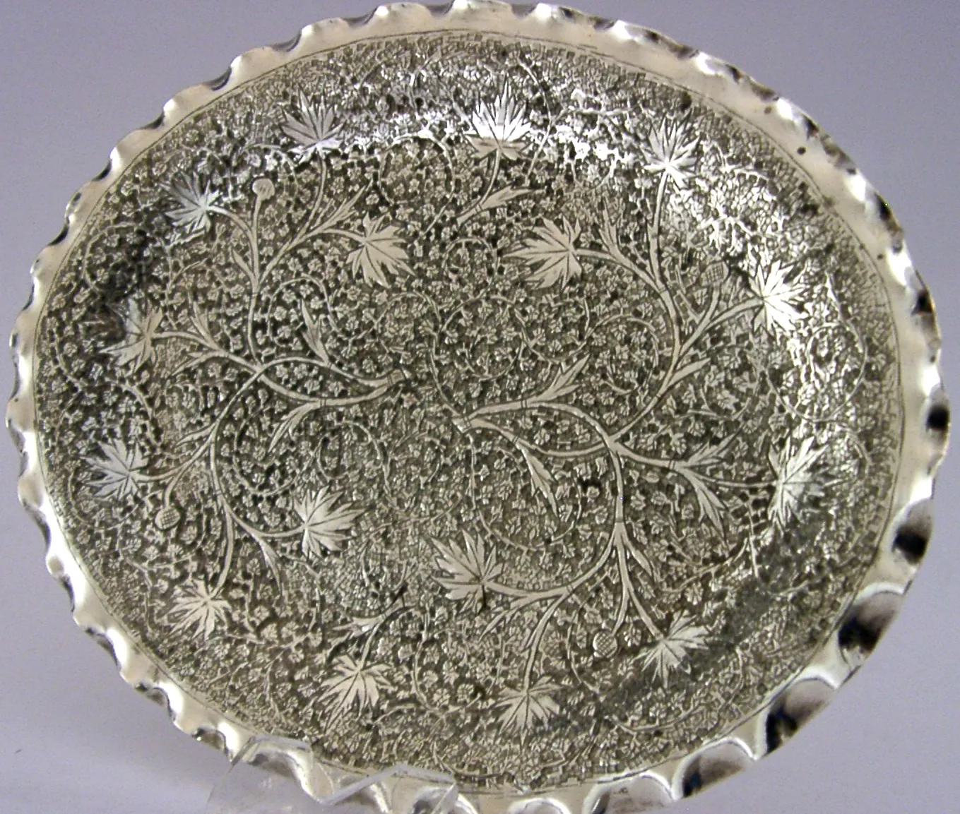 Superb 130g Anglo Indian massief zilveren schaal ca. 1920 antiek