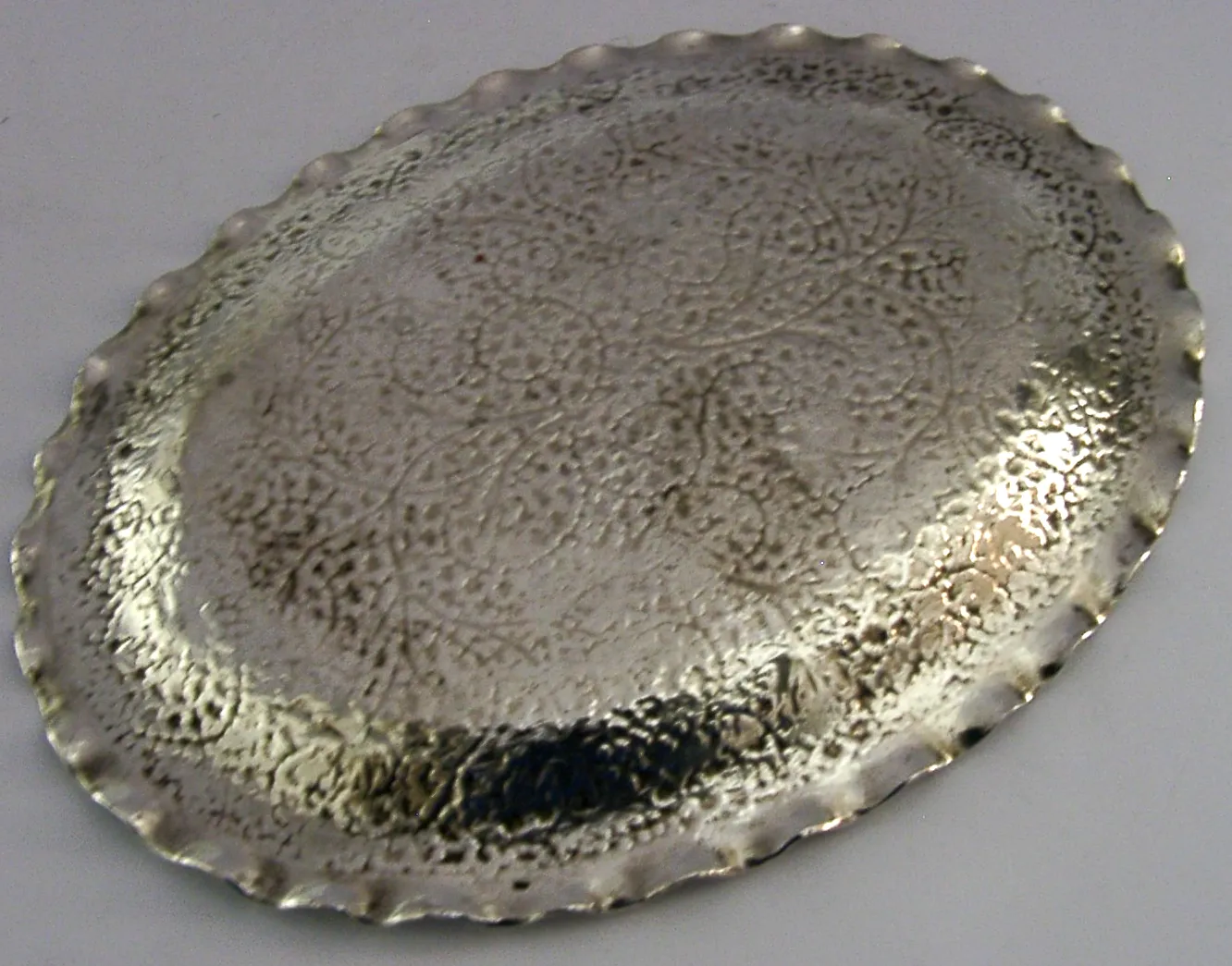 Plateau en argent massif Anglo-Indien 130 g, vers 1920, d'époque photo Décoration